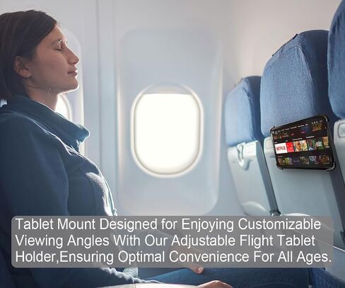 Airplane Tabelt Holder, Flexible Travel Stand Mount for Flying, Flight Train Car Seat Back Essential Compatible with iPad, Samsung, Kindle for 7-12.9" Tablets (Black) in Saudi Arabia