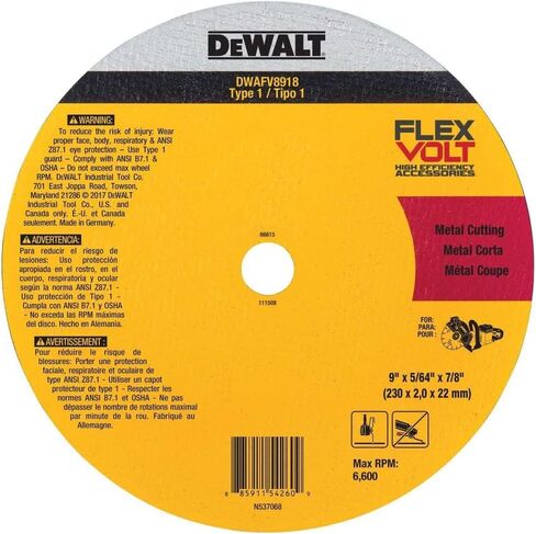 Dewalt 9 In. X 5/64 In. X 7/8 T1 Flexvolt Cutoff Wheel in Kuwait