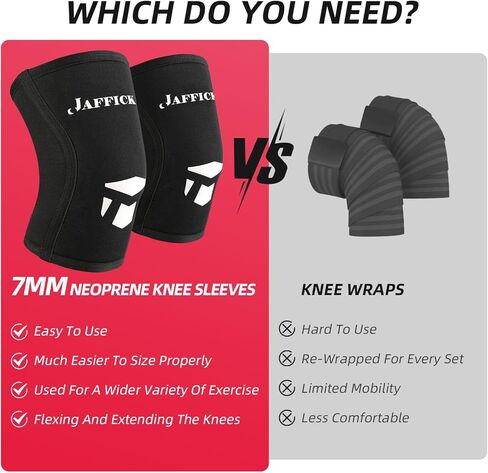 أغطية دعم وضغط الركبة من Jaffick (زوج واحد) - كم من النيوبرين 7 مم لأفضل تمرين القرفصاء ورفع الأثقال في صالة الألعاب الرياضية in Kuwait