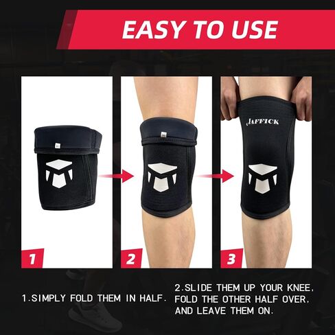 أغطية دعم وضغط الركبة من Jaffick (زوج واحد) - كم من النيوبرين 7 مم لأفضل تمرين القرفصاء ورفع الأثقال في صالة الألعاب الرياضية in Kuwait