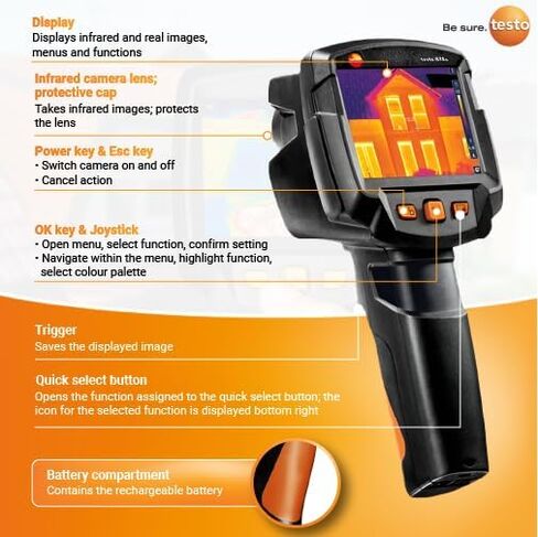 Testo 865s Thermal Imager – Thermal Images with 160 x 120 px Resolution – Automatic Hot and Cold Spot Detection – Outdoor Infrared Camera for Construction and Maintenance in Saudi Arabia