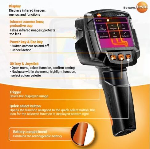 Testo 865s Thermal Imager – Thermal Images with 160 x 120 px Resolution – Automatic Hot and Cold Spot Detection – Outdoor Infrared Camera for Construction and Maintenance in Saudi Arabia