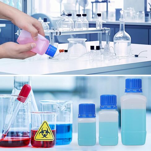 Plastic Narrow Mouth Lab Reagent Bottles, HDPE Square Sample Storage Container, Chemical Container Bottle with Inner Cover, Empty Pill Bottles (Translucence, 2 OZ/60ml) in Saudi Arabia