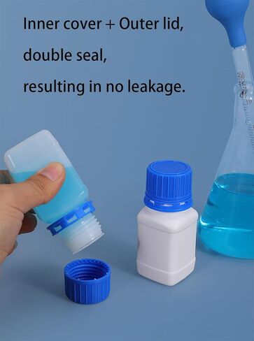 Plastic Narrow Mouth Lab Reagent Bottles, HDPE Square Sample Storage Container, Chemical Container Bottle with Inner Cover, Empty Pill Bottles (Translucence, 2 OZ/60ml) in Saudi Arabia