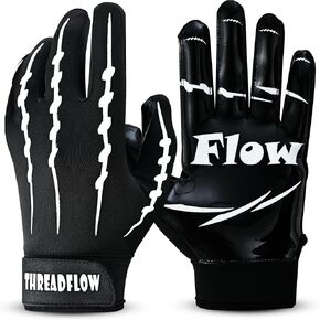 Black & White Football Receiver Gloves - Youth/Adult Sticky Football Gloves with Extra Grip - Lightweight Durable Breathable