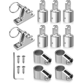 12PCS 316 Stainless Steel Bimini Top Hardware, Bimini Top Cap Jaw Slide and Swivel Hinge for 7/8" or 1" OD Boat Fittings