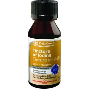 De La Cruz 2% Iodine First Aid Antiseptic, Made in USA 1 FL OZ (1 Bottle)
