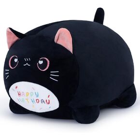 Happy Birthday Plush Pillow Toy,Soft Plush Cat Toy Plushies Gift for Kids and Girls(Purple Cat,25cm/9.8in)
