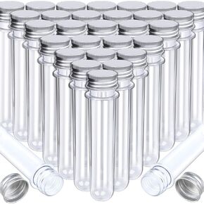 HNYYZL 25Pcs Clear Plastic Test Tubes with Cork Stoppers, 15x100mm 10ml, Good Seal for Jewelry Seed Beads Powder Spice Liquid Storage, Lab Use or Decoration