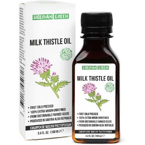 Siberian Milk Thistle Oil | 100% Natural Extra Virgin Cold Pressed 100 ml / 3.4 fl oz | Unrefined Raw
