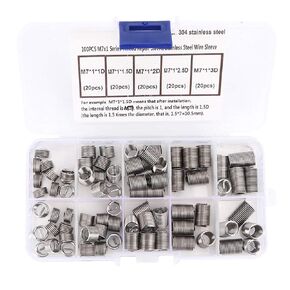 Coiled Wire Screws Sleeve 100Pcs M7x1 Coiled Wire Thread Repair Insert Sleeve Kit Stainless Steel Helicoil Type Screw Helical Threaded Inserts