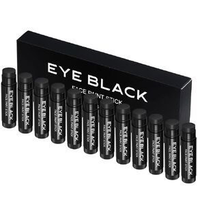 CCBeauty 12 PACKS Black Eye Black Stick For Baseball Football Softball Lacrosse, Anti-Glare Eye Black For Adults Kids, Smudge-Proof, Water-Proof Eye Black Grease Paint