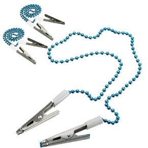 Dental Bib Holder Clips Flexible, Lanyard Neck Strap Napkin Ball Chain Clips Blue Sterilizable (Pack of 3), Easy to Use and Portable, 18.9 Inches Length, Blue