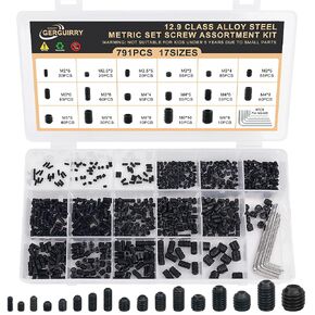 1150PCS Screw Assortment Kit, Metric & SAE Set Screws, 304 Stainless Steel Allen Head Socket Set Screw Assortment Kit for Bathroom Fixtures, Towel Bar (M3-M8, 1/8"-40 to 5/16"-18)