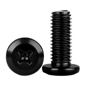 M6-1.0 x 16mm Phillips Flat Head Machine Screws Furniture Bolts, Stainless Steel 304 Black Finish, Fully Threaded, 20 PCS