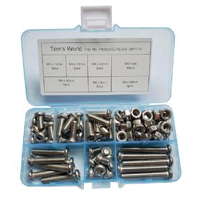 M4-0.7 x 10mm,12mm,16mm,20mm,25mm,30mm Pan Head Phillips Machine Screws,18-8 Stainless Steel Bolts Nuts Washers Screws Assortment Set (M4 Pan Head Phillips Screws)
