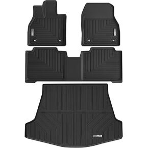 Floor Mats & Cargo Liner Compatible for 2023 2024 2025 Lexus RX350/RX350h/RX500h (RX All Models) TPE All Weather Floor Liner 1st 2nd Row and Trunk Mats Black