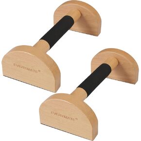 Wooden Parallettes Push-up Stand, Wood Pushup Bars Non-Slip Base Exercise Home Workout Equipment, Wooden Parallettes Handle Stands Grip for Men Strength Training, Stable Handstand Push Up Handles for Floors