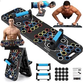 Foldable 54-in-1 Push Up Board for Men - Multi-Functional Pilates Board for Home, Pushup Board with Color-Coded Positions, Back Exercise Equipment, 36 Non-Slip Pads & Handles | Portable Strength Training