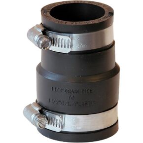 Fernco P1056-150/125 Flexible PVC Pipe Coupling Cast Iron, Plastic or Steel Plumbing Connections, 1-1/2" x 1-1/4", Black