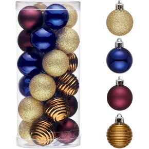Valery Madelyn Christmas Tree Decorations Ornament Set for Fall Halloween Decor, 24ct Red Green and Gold Shatterproof Christmas Ball Ornaments Bulk, 1.57 Inches Hanging Decor for Xmas Holiday Party