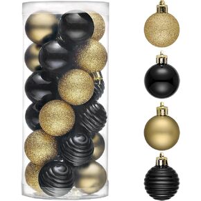Valery Madelyn Christmas Tree Decorations Ornament Set for Fall Halloween Decor, 24ct Red Green and Gold Shatterproof Christmas Ball Ornaments Bulk, 1.57 Inches Hanging Decor for Xmas Holiday Party