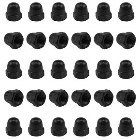 M6 nut Black hex nut Inner Cap Decorative Cap nut Suitable for Furniture, Electronic Equipment, Mechanical Equipment, etc. (Black)30pcs