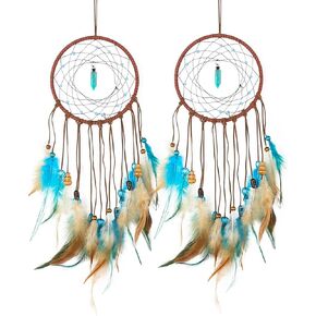 2 Pack DIY Feather Dream Catcher Kits Turquoise Wall Hanging Boho Decor Handmade Dream Catcher