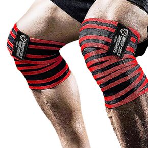 Knee Wraps (1 Pair), Knee Support for Squats, Weightlifting, Powerlifting, Leg Press, and Cross Training - Flexible 72 inch for Men & Women