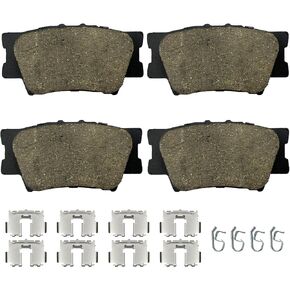 D1212 Rear Ceramic Brake Pads Set For 2013-2018 Lexus ES300h,07-18 ES350,10-12 HS250h, 2008-2018 For Toyota Avalon, 2007-2021 Camry, Matrix 09-13, 2006-2018 For Toyota Rav4 Replacement with Hardware