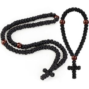Quelay 2 Pcs Handmade Christian 100 Knot Prayer Rope and Christian 33 Knot Orthodox Greek Prayer Rope with Red Bead Protection Blessing Cross Charm Tassel Car Hanging Charm Christmas Gift in Kuwait