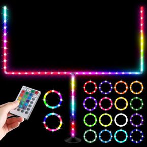 Hiboom 16.4 قدم LED ملعب كرة قدم أضواء عمود الهدف 16 لون متغير مقاوم للماء LED ضوء التحكم عن بعد لـ 8 أقدام وأصغر لعبة كرة قدم في الفناء الخلفي في الليل (لا يشمل عمود الهدف) in Kuwait