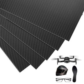 100% Carbon Fiber Sheet 200x300x2MM，Available in 0.2MM/0.5MM/1MM, Laminate Plate Panel 3K Twill Matte Carbon Fiber Plate (2mm, Black, 1)
