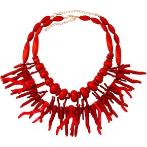 Multi-Layered Beaded Pearl Choker Necklace, Flapper Beads Cluster Long Choker Necklace, Multi-Strand Statement Necklace
