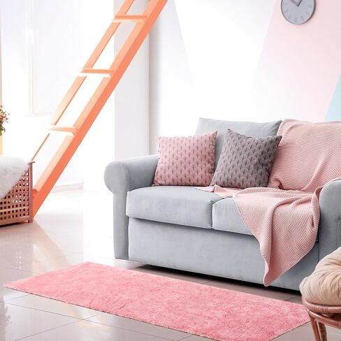 Lahome White Fluffy Fuzzy Rug 5x7 Area Rugs for Living Room, Faux Fur Rug for Nursery Kids with Rubber Backing, Washable Ultra Soft Non-Shedding Plush Shag Carpet for Girls Bedroom in Saudi Arabia