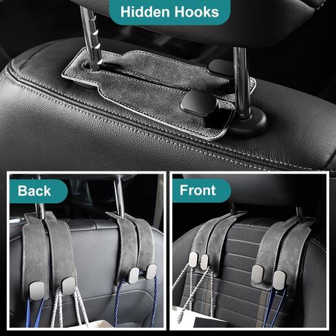 2PCS Car Seat Hooks for Headrest, Leather Car Seat Headrest Double Hook, Purse Hook for car,Car Back Seat Headrest Hooks for Handbags,Bags,car Hooks, Holder Car Organization Accessories in Saudi Arabia