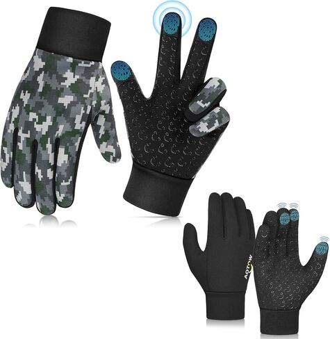 Kids Winter Warm Sports Gloves - Cold Weather Snow Youth Water-Resistant Cycling Glove for Running Riding Football, Touch Screen Thermal Children Mittens Age 10 12 Years Boys Girls Black in Saudi Arabia