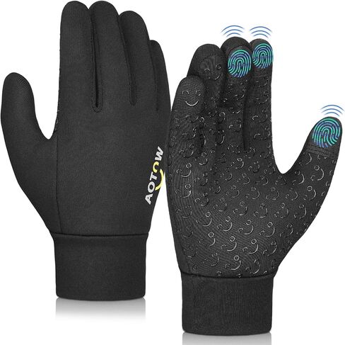 Kids Winter Warm Sports Gloves - Cold Weather Snow Youth Water-Resistant Cycling Glove for Running Riding Football, Touch Screen Thermal Children Mittens Age 10 12 Years Boys Girls Black in Saudi Arabia