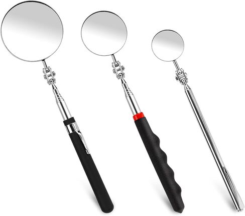 3 Pack Stainless Steel Mechanic Mirror Round Mirror Inspection Tool Telescoping Inspection Mirror Long Handle Extendable Mirror for Check Observe Vehicle and Other Small Parts in Saudi Arabia