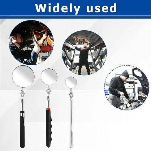 3 Pack Stainless Steel Mechanic Mirror Round Mirror Inspection Tool Telescoping Inspection Mirror Long Handle Extendable Mirror for Check Observe Vehicle and Other Small Parts in Saudi Arabia