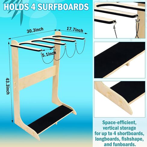 Freestanding Surfboard Rack Vertical Surfboard Storage Rack Skateboard Surfboard Stand Holder Indoor Surfboard Storage for Wakeboard Shortboard Longboard Display in Saudi Arabia