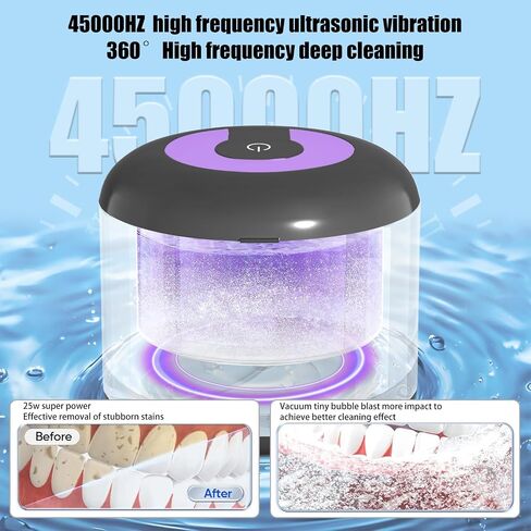 Ultrasonic Cleaner for Dentures,Aligner,Mouth Guard,Whitening Trays,Toothbrush Head,Jewelry,Professional Ultrasonic Retainer Cleaner Machine for All Dental (Black) in Saudi Arabia