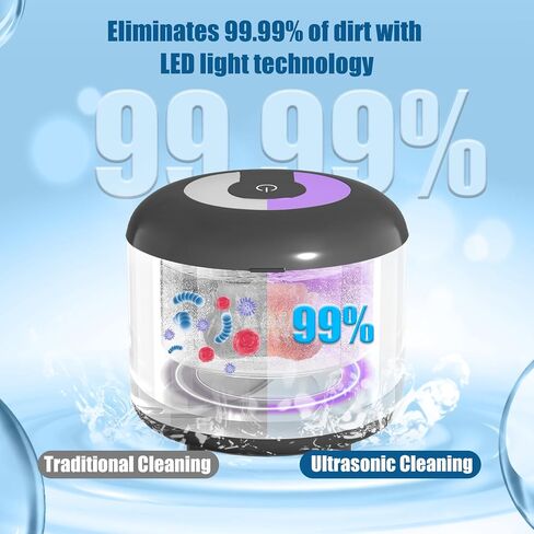Ultrasonic Cleaner for Dentures,Aligner,Mouth Guard,Whitening Trays,Toothbrush Head,Jewelry,Professional Ultrasonic Retainer Cleaner Machine for All Dental (Black) in Saudi Arabia