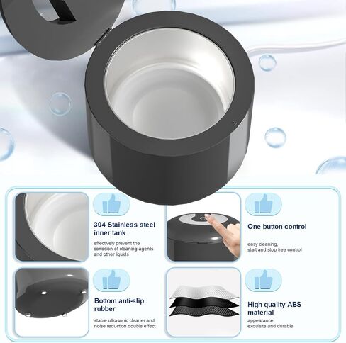 Ultrasonic Cleaner for Dentures,Aligner,Mouth Guard,Whitening Trays,Toothbrush Head,Jewelry,Professional Ultrasonic Retainer Cleaner Machine for All Dental (Black) in Saudi Arabia