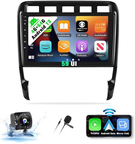 SIXWIN Android 13 Car Radio for Porsche Cayenne 2003-2010 2G+32G with Apple Carplay Android Auto Mirror Link 26UI Bluetooth 9 inch Touchscreen with GPS Navigation WiFi EQ FM Backup Camera MIC in Saudi Arabia
