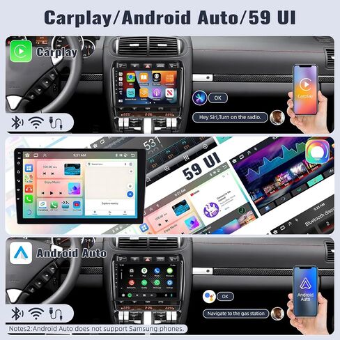 SIXWIN Android 13 Car Radio for Porsche Cayenne 2003-2010 2G+32G with Apple Carplay Android Auto Mirror Link 26UI Bluetooth 9 inch Touchscreen with GPS Navigation WiFi EQ FM Backup Camera MIC in Saudi Arabia