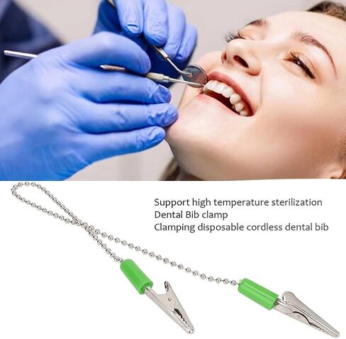 10 Pcs Dental Bib Clips, Clamp Holders for Dental Bibs or Napkins, Napkin Clip, Bib Holder, Napkin Holder with Flexible Steel Ball Chain(Red) in Saudi Arabia