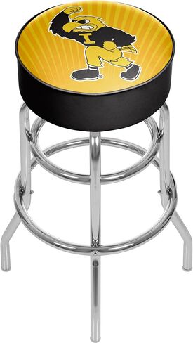 Trademark Global Bar Stool - University of Iowa Herky Stool with Foam Padded Seat - Swivel Chair for Game Room, Garage, or Home Bar in Saudi Arabia