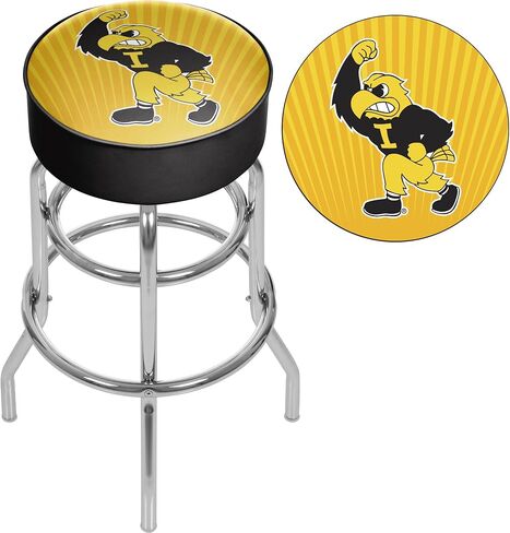 Trademark Global Bar Stool - University of Iowa Herky Stool with Foam Padded Seat - Swivel Chair for Game Room, Garage, or Home Bar in Saudi Arabia