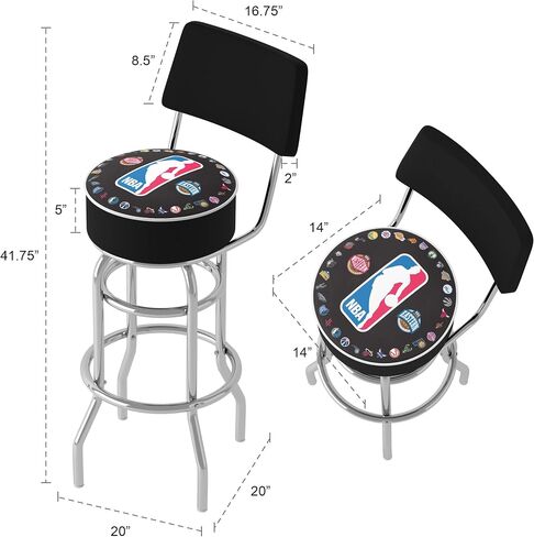 Trademark Global Bar Stool - NBA NBA Logo with All Teams Stool with Foam Padded Seat and Back - Swivel Chair for Game Room, Garage, or Home Bar in Saudi Arabia
